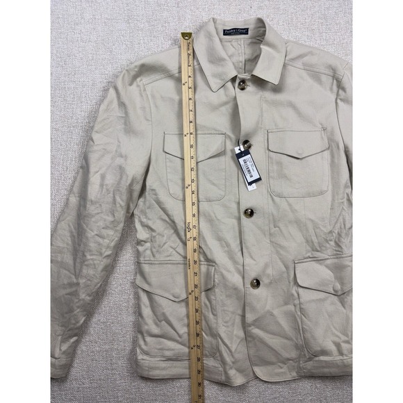 Paisley and gray men's Safari button up zip up jacket size large / L Tan - Picture 8 of 11